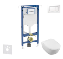 Geberit Duofix - Set předstěnové instalace, klozetu a sedátka Villeroy Boch, tlačítka Sigma20, DirectFlush, SoftClose, CeramicPl