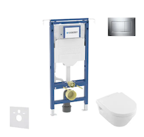 Geberit Duofix - Set předstěnové instalace, klozetu a sedátka Villeroy Boch, tlačítka Sigma20, DirectFlush, SoftClose, CeramicPl