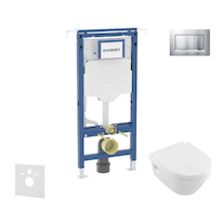 Geberit Duofix - Set předstěnové instalace, klozetu a sedátka Villeroy Boch, tlačítka Sigma20, DirectFlush, SoftClose, CeramicPl