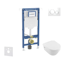 Geberit Duofix - Set předstěnové instalace, klozetu a sedátka Villeroy Boch, tlačítka Sigma20, DirectFlush, SoftClose, CeramicPl