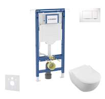 Geberit Duofix - Set předstěnové instalace, klozetu a sedátka Villeroy Boch, tlačítka Sigma30, DirectFlush, SoftClose, CeramicPl