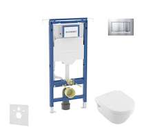 Geberit Duofix - Set předstěnové instalace, klozetu a sedátka Villeroy Boch, tlačítka Sigma30, DirectFlush, SoftClose, CeramicPl