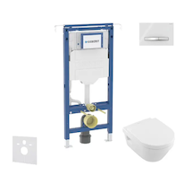 Geberit Duofix - Set předstěnové instalace, klozetu a sedátka Villeroy Boch, tlačítka Sigma50, DirectFlush, SoftClose, CeramicPl