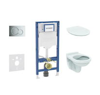 Geberit Duofix - Set předstěnové instalace, klozetu Alpha a sedátka softclose, tlačítko Sigma01, lesklý chrom SANI11CD1101