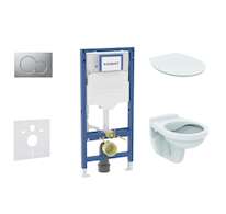 Geberit Duofix - Set předstěnové instalace, klozetu Alpha a sedátka softclose, tlačítko Sigma01, matný chrom SANI11CD2102