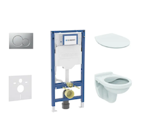 Geberit Duofix - Set předstěnové instalace, klozetu Alpha a sedátka softclose, tlačítko Sigma01, matný chrom SANI11CD2102