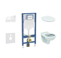 Geberit Duofix - Set předstěnové instalace, klozetu Alpha a sedátka softclose, tlačítko Sigma20, bílá/chrom SANI11CD3104