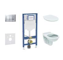 Geberit Duofix - Set předstěnové instalace, klozetu Alpha a sedátka softclose, tlačítko Sigma30, matný chrom/chrom SANI11CD2106
