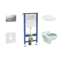 Geberit Duofix - Set předstěnové instalace, klozetu Alpha a sedátka, tlačítko Delta35, matný chrom SANI11CD2145