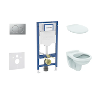 Geberit Duofix - Set předstěnové instalace, klozetu Alpha a sedátka, tlačítko Sigma01, matný chrom SANI11CD2126