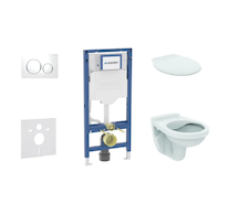 Geberit Duofix - Set předstěnové instalace, klozetu Alpha a sedátka, tlačítko Sigma20, bílá/chrom SANI11CD3127