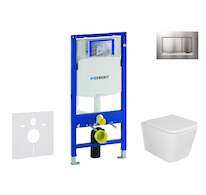 Geberit Duofix - Set předstěnové instalace, klozetu Arkas a sedátka softclose, tlačítko Sigma30, lakovaný chrom mat/chrom SANI11