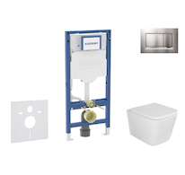 Geberit Duofix - Set předstěnové instalace, klozetu Arkas a sedátka softclose, tlačítko Sigma30, lakovaný chrom mat/chrom SANI11