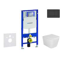 Geberit Duofix - Set předstěnové instalace, klozetu Arkas a sedátka softclose, tlačítko Sigma30, matná černá/černá SANI11CA5102