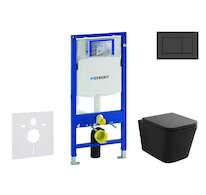 Geberit Duofix - Set předstěnové instalace, klozetu Arkas a sedátka softclose, tlačítko Sigma30, matná černá/černá SANI11CA5501