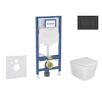 Geberit Duofix - Set předstěnové instalace, klozetu Arkas a sedátka softclose, tlačítko Sigma30, matná černá/černá SANI11CA5102B