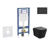Geberit Duofix - Set předstěnové instalace, klozetu Arkas a sedátka softclose, tlačítko Sigma30, matná černá/černá SANI11CA5501B