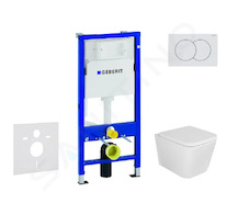 Geberit Duofix - Set předstěnové instalace, klozetu Arkas I a sedátka softclose, tlačítko Delta01, alpská bílá SANI11CA3157