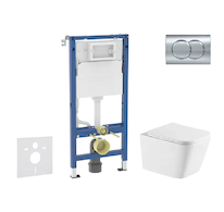 Geberit Duofix - Set předstěnové instalace, klozetu Arkas I a sedátka softclose, tlačítko Delta01, lesklý chrom SANI11CA1172