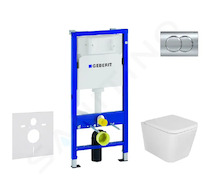 Geberit Duofix - Set předstěnové instalace, klozetu Arkas I a sedátka softclose, tlačítko Delta01, lesklý chrom SANI11CA1138