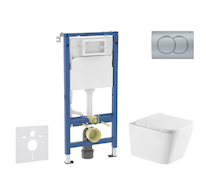 Geberit Duofix - Set předstěnové instalace, klozetu Arkas I a sedátka softclose, tlačítko Delta01, matný chrom SANI11CA2117