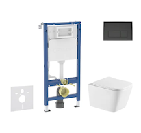 Geberit Duofix - Set předstěnové instalace, klozetu Arkas I a sedátka softclose, tlačítko Delta50, matná černá SANI11CA5184