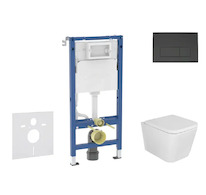 Geberit Duofix - Set předstěnové instalace, klozetu Arkas I a sedátka softclose, tlačítko Delta50, matná černá SANI11CA5127B