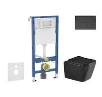 Geberit Duofix - Set předstěnové instalace, klozetu Arkas I a sedátka softclose, tlačítko Delta50, matná černá SANI11CA5513