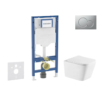 Geberit Duofix - Set předstěnové instalace, klozetu Arkas I a sedátka softclose, tlačítko Sigma01, lakovaný matný chrom SANI11CA