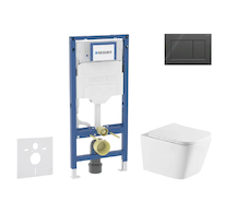 Geberit Duofix - Set předstěnové instalace, klozetu Arkas I a sedátka softclose, tlačítko Sigma20, černá lesk/černá mat SANI11CA
