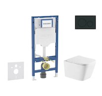 Geberit Duofix - Set předstěnové instalace, klozetu Arkas I a sedátka softclose, tlačítko Sigma20, matná černá/černá SANI11CA518