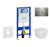 Geberit Duofix - Set předstěnové instalace, klozetu Arkas I a sedátka softclose, tlačítko Sigma20, nerez SANI11CA6105