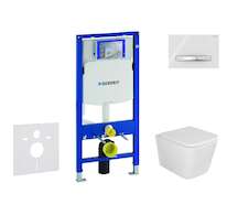 Geberit Duofix - Set předstěnové instalace, klozetu Arkas I a sedátka softclose, tlačítko Sigma50, chrom/alpská bílá SANI11CA315
