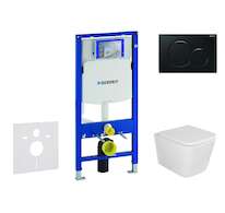 Geberit Duofix - Set předstěnové instalace, klozetu Arkas I sedátka softclose, tlačítko Sigma01, černá SANI11CA5123