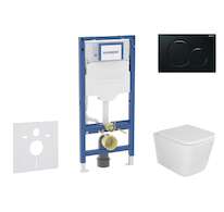 Geberit Duofix - Set předstěnové instalace, klozetu Arkas I sedátka softclose, tlačítko Sigma01, černá SANI11CA5123B