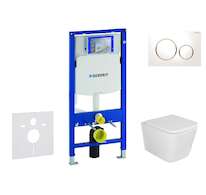 Geberit Duofix - Set předstěnové instalace, klozetu Arkas I sedátka softclose, tlačítko Sigma20, bílá/pozlacená SANI11CA3154