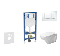 Geberit Duofix - Set předstěnové instalace, klozetu D-Code a sedátka softclose, tlačítko Sigma20, bílá/lesklý chrom SANI11CP3104