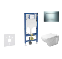 Geberit Duofix - Set předstěnové instalace, klozetu D-Code a sedátka softclose, tlačítko Sigma20, chrom/matný chrom SANI11CP1105