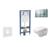 Geberit Duofix - Set předstěnové instalace, klozetu D-Code a sedátka softclose, tlačítko Sigma30, matný chrom/chrom SANI11CP2106