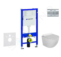 Geberit Duofix - Set předstěnové instalace, klozetu Gaia a sedátka softclose, tlačítko Delta01, lesklý chrom SANI11CA1118