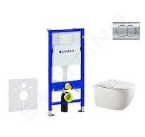 Geberit Duofix - Set předstěnové instalace, klozetu Gaia a sedátka softclose, tlačítko Delta01, lesklý chrom SANI11CA1136