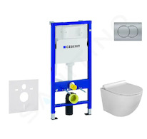 Geberit Duofix - Set předstěnové instalace, klozetu Gaia a sedátka softclose, tlačítko Delta01, matný chrom SANI11CA1119