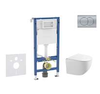 Geberit Duofix - Set předstěnové instalace, klozetu Gaia a sedátka softclose, tlačítko Delta01, matný chrom SANI11CA1131B