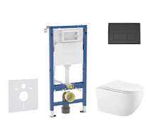 Geberit Duofix - Set předstěnové instalace, klozetu Gaia a sedátka softclose, tlačítko Delta50, matná černá SANI11CA5118B