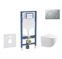 Geberit Duofix - Set předstěnové instalace, klozetu Gaia a sedátka softclose, tlačítko Sigma01, lakovaný matný chrom SANI11CA112