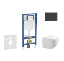 Geberit Duofix - Set předstěnové instalace, klozetu Gaia a sedátka softclose, tlačítko Sigma20, matná černá/černá SANI11CA5105B