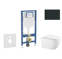 Geberit Duofix - Set předstěnové instalace, klozetu Gaia a sedátka softclose, tlačítko Sigma20, matná černá/černá SANI11CA5135B