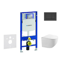 Geberit Duofix - Set předstěnové instalace, klozetu Gaia a sedátka softclose, tlačítko Sigma20, matná černá/černá SANI11CA5105