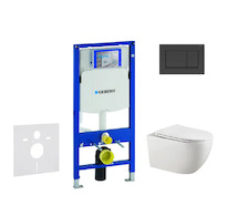 Geberit Duofix - Set předstěnové instalace, klozetu Gaia a sedátka softclose, tlačítko Sigma20, matná černá/černá SANI11CA5106
