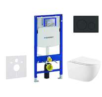 Geberit Duofix - Set předstěnové instalace, klozetu Gaia a sedátka softclose, tlačítko Sigma20, matná černá/černá SANI11CA5135